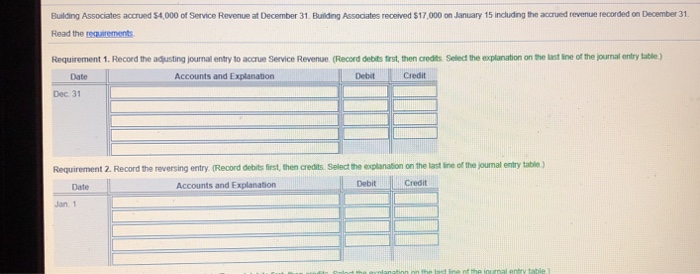 Solved Building Associates Accrued 54,000 Of Service Revenue | Chegg.com