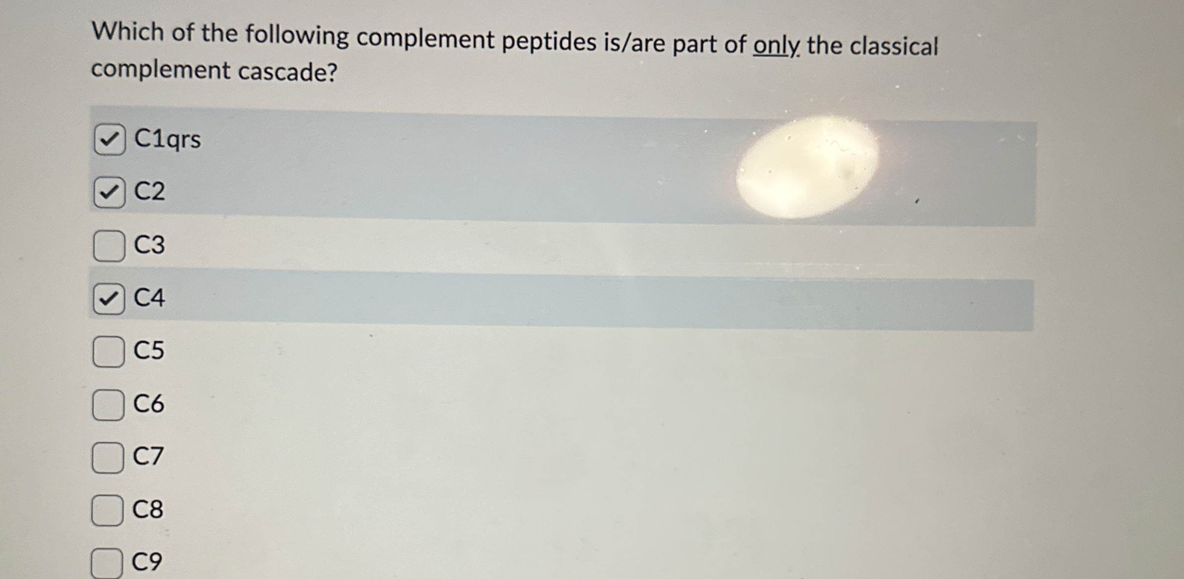 Solved Which of the following complement peptides is/are | Chegg.com