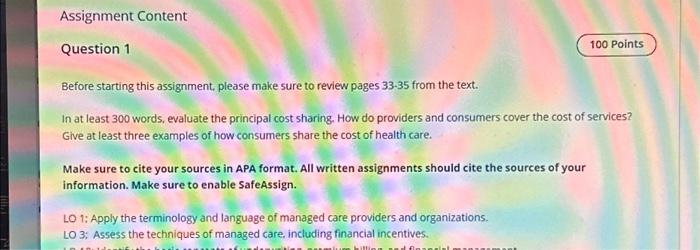 Solved Assignment Content Question 1 Before starting this | Chegg.com