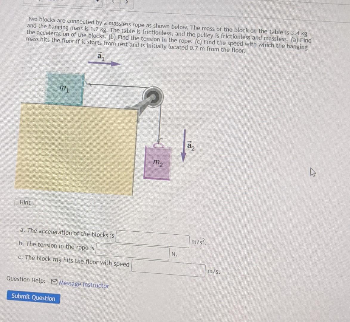 Solved Two blocks are connected by a massless rope as shown | Chegg.com