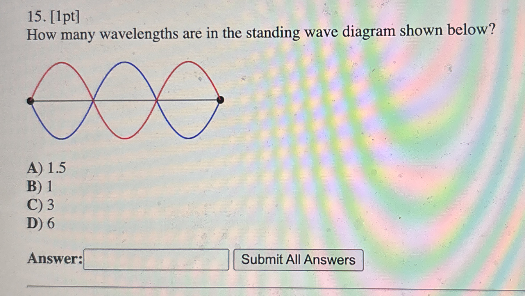 Solved [1pt]How many wavelengths are in the standing wave | Chegg.com