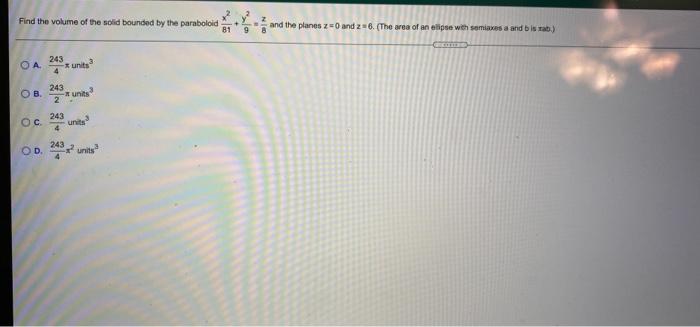 Solved Find The Volume Of The Solid Bounded By The | Chegg.com