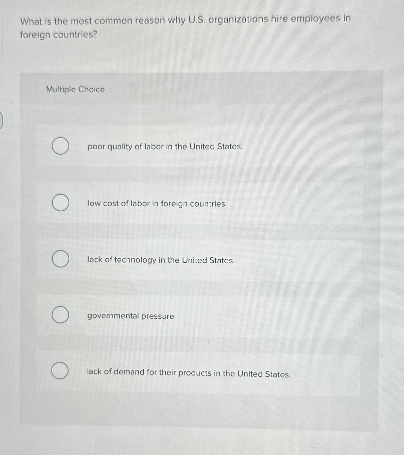 Solved What is the most common reason why U.S. | Chegg.com