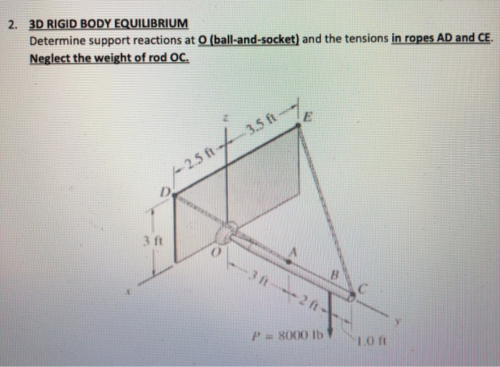 Solved 2. 3D RIGID BODY EQUILIBRIUM Determine support | Chegg.com