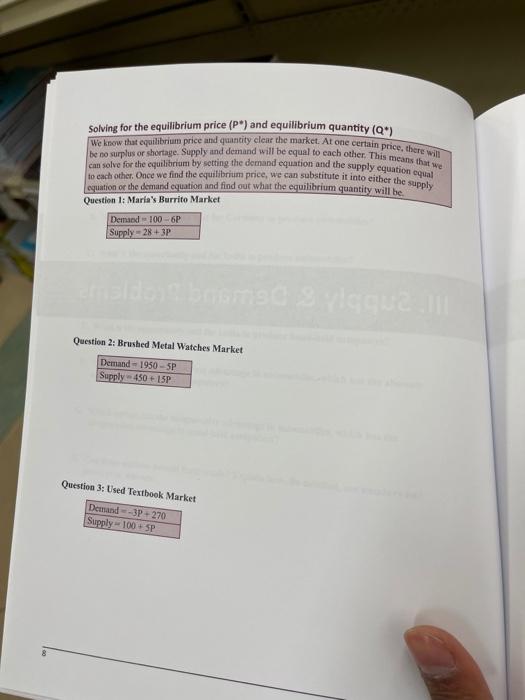 Solved Solving for the equilibrium price (P") and | Chegg.com