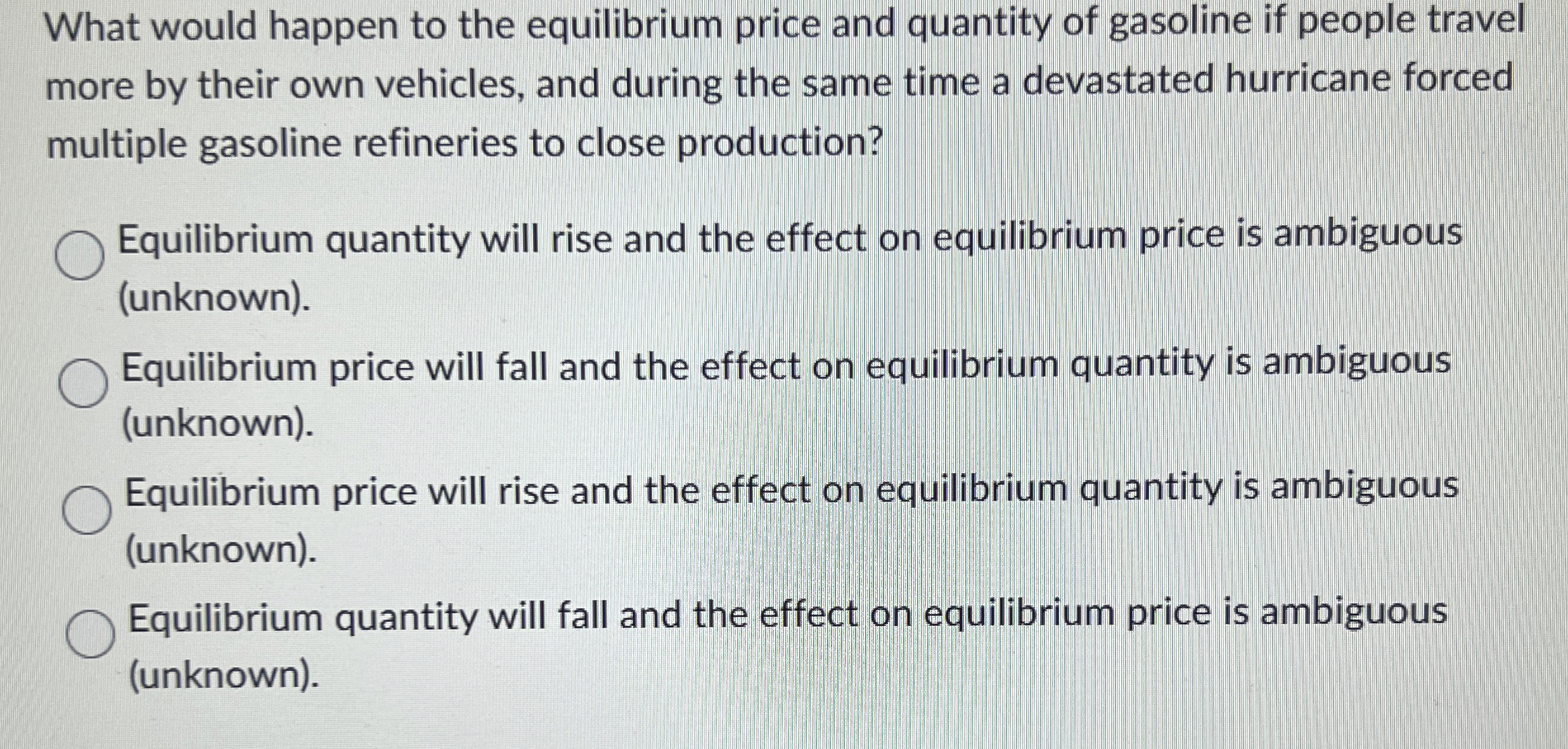 Solved What would happen to the equilibrium price and | Chegg.com