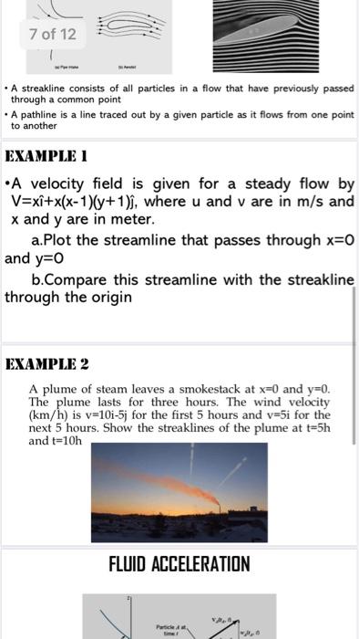 Solved EXAMPLE 3 A fluid flows along the x axis with a | Chegg.com