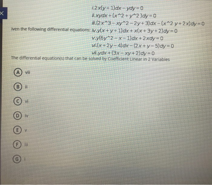 Solved 1 2 X Y 1 Dx Ydy 0 Ii Xydx X 2 Y 2 Dy 0 Chegg Com