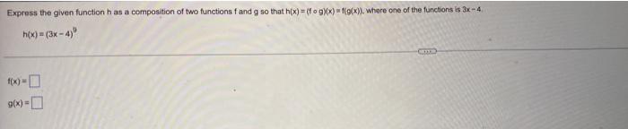 Solved Express the given function has a composition of two | Chegg.com