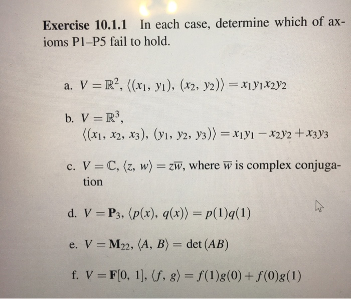 Solved Exercise 10 1 1 In Each Case Determine Which Of A Chegg Com