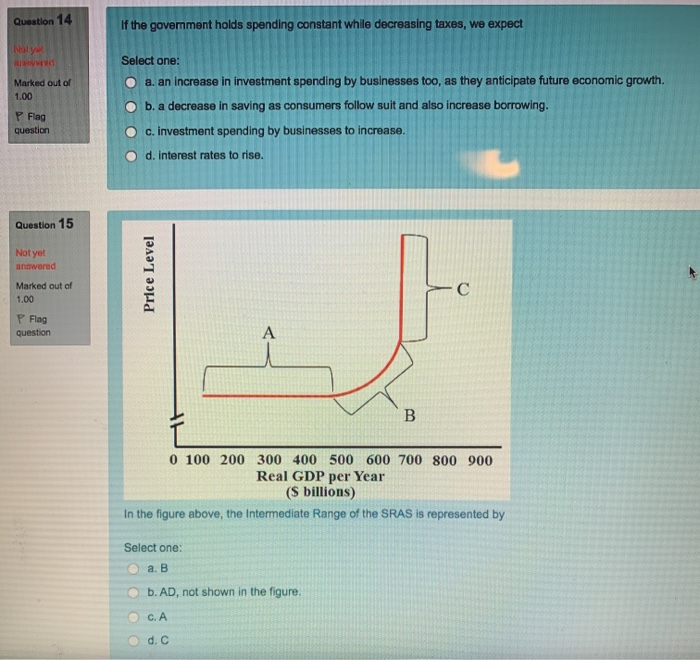 Solved Question 14 If the government holds spending constant | Chegg.com