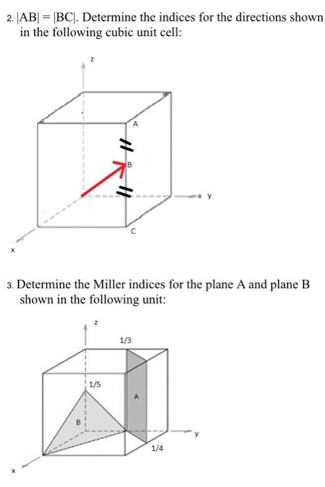 Solved 2. |AB| = |BC|. Determine the indices for the | Chegg.com