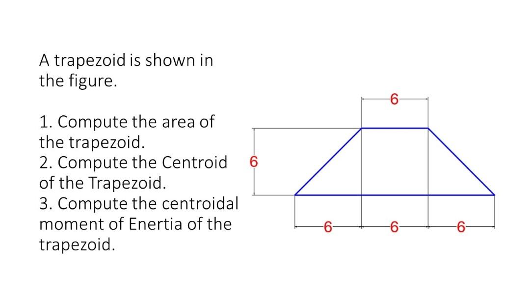 Solved A trapezoid is shown in the figure. CO 1. Compute the