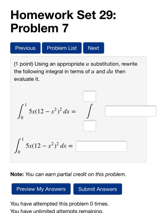 Solved Homework Set 29: Problem 7 Previous Problem List Next | Chegg.com