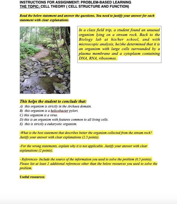 Solved INSTRUCTIONS FOR ASSIGNMENT: PROBLEM-BASED LEARNING | Chegg.com