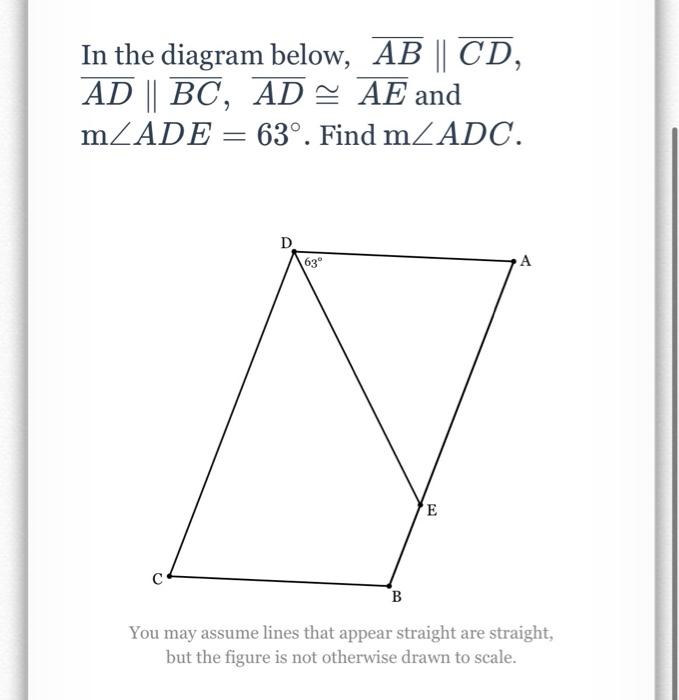 Solved In The Diagram Below, AB∥CD, AD∥BC,AD≅AE And | Chegg.com