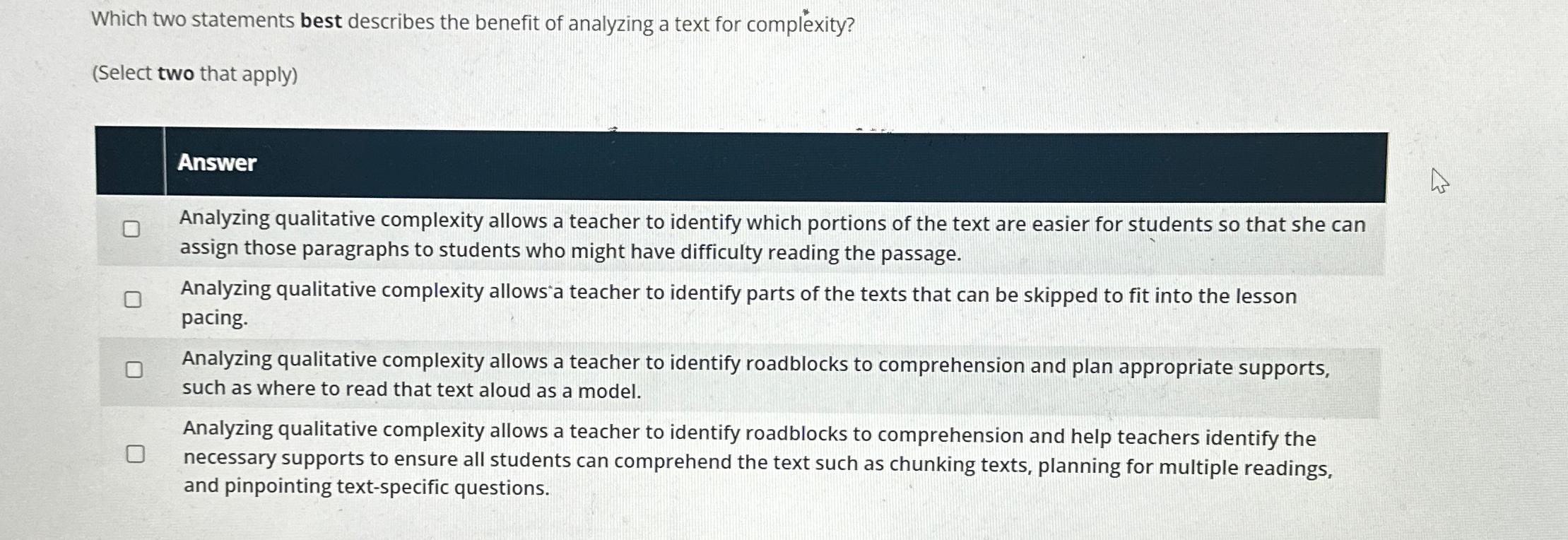 Solved Which two statements best describes the benefit of | Chegg.com