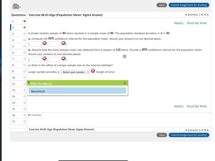 Solved A simple random sample of 30 items resulted in a | Chegg.com