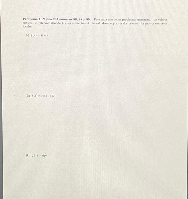 Problema 1 Pagina 297 numeros 86,88 y 90. Para cada uno de los problemas encuentra: - los valores critioue - el intervalo deo