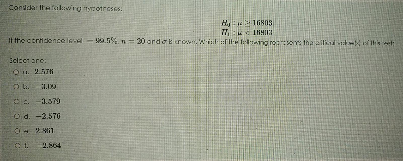 Solved Consider The Following Hypotheses Họ H M Chegg Com