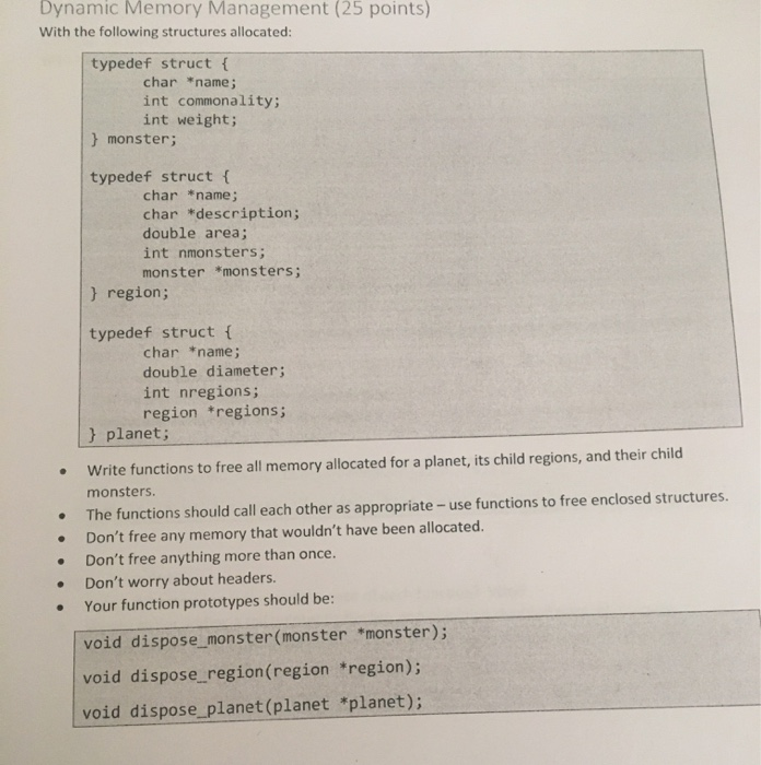 Solved Dynamic Memory Management (25 points) With the | Chegg.com