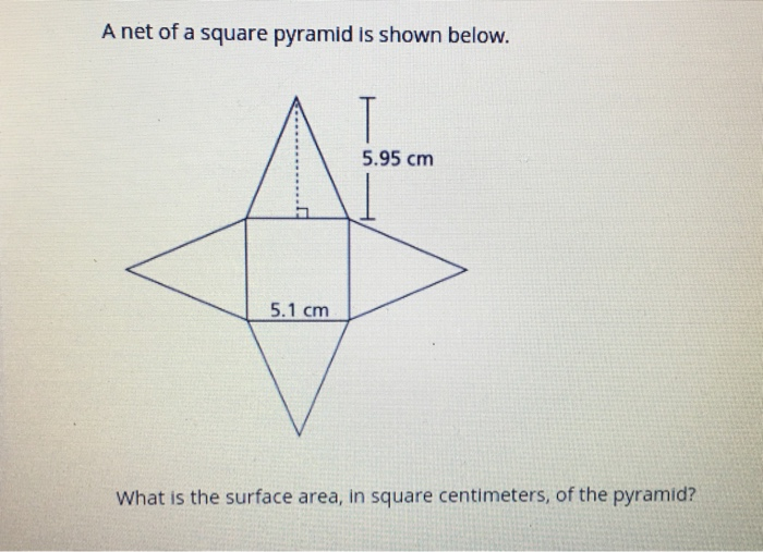 Solved A Net Of A Square Pyramid Is Shown Below 595 Cm 51