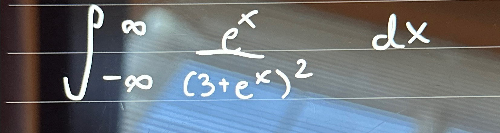 Solved ∫-∞∞ex(3+ex)2dx | Chegg.com