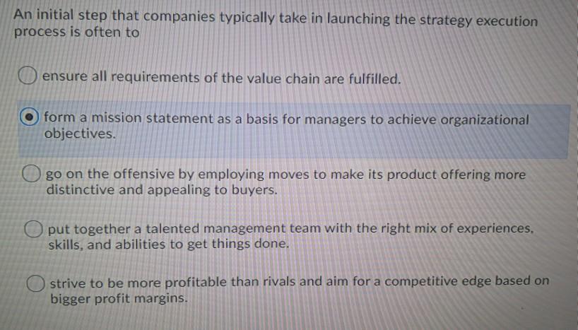 Solved An initial step that companies typically take in | Chegg.com