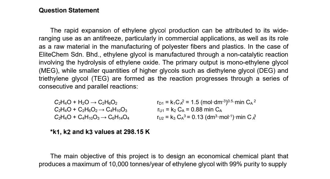 Solved The rapid expansion of ethylene glycol production can | Chegg.com