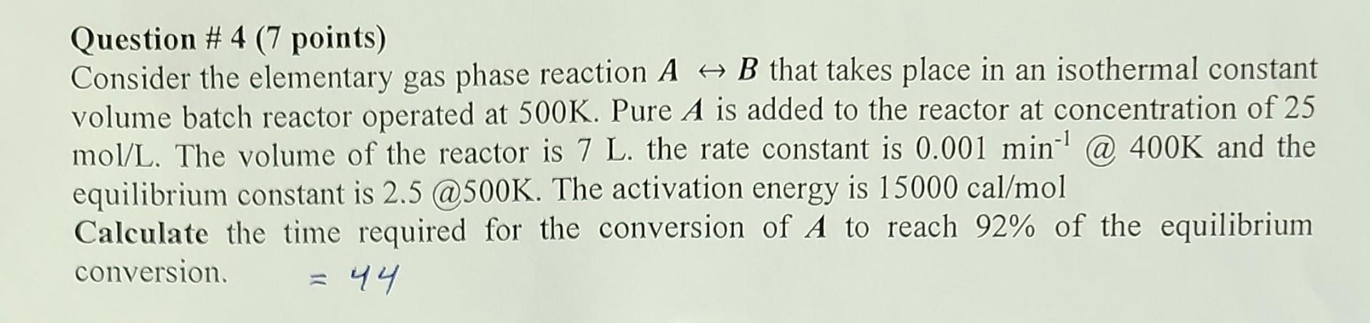 Solved Question # 4 (7 points) Consider the elementary gas | Chegg.com