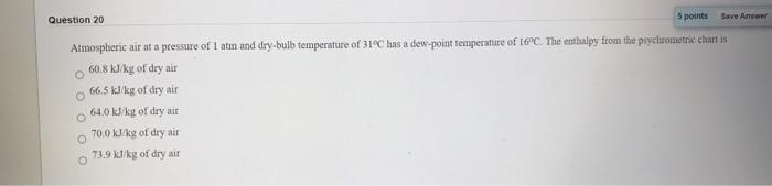 Solved Question 20 5 points Save Answer Atmospheric air at a | Chegg.com