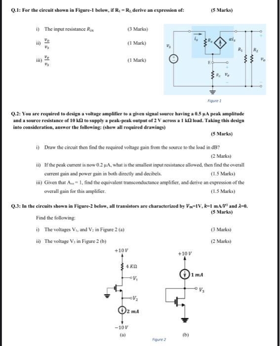 Solved Q.1: For the circuit shown in Figure-1 below, if R. | Chegg.com