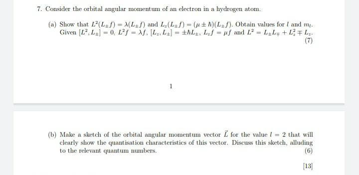 Solved 7. Consider the orbital angular momentum of an | Chegg.com