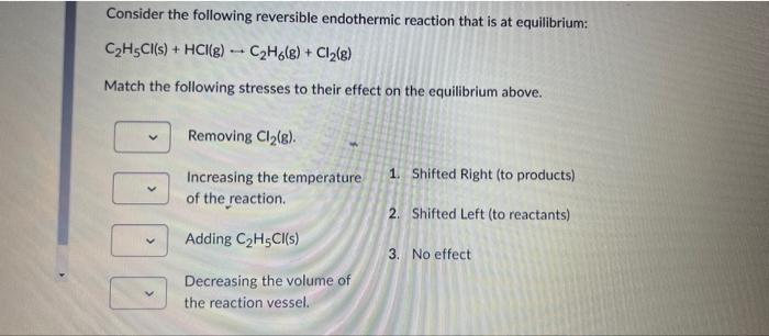 Solved Consider the following reversible endothermic | Chegg.com