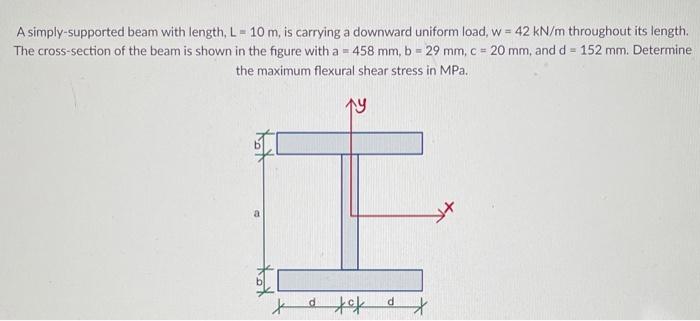 Solved A simply-supported beam with length, L=10 m, is | Chegg.com