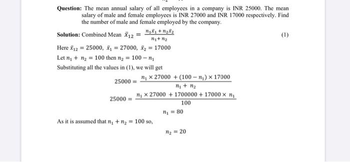 Solved (1) Question: The mean annual salary of all employees | Chegg.com
