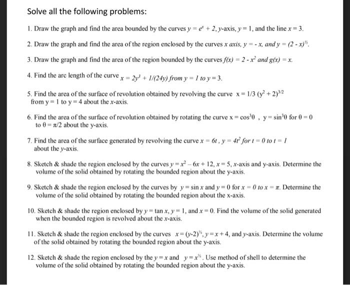 Solved Solve All The Following Problems 1 Draw The Graph Chegg Com