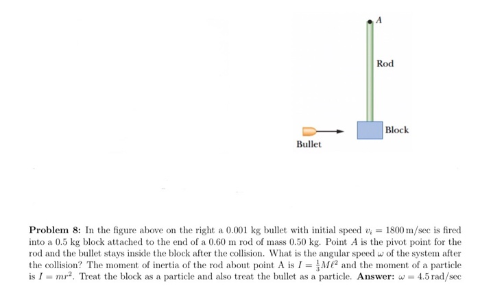Bullet Problem Solved Rod Block Bullet Problem 8: In the figure above on | Chegg.com