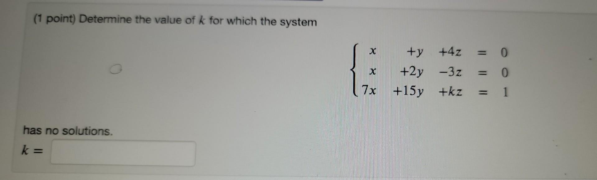 Solved (1 point) Determine the value of h such that the | Chegg.com