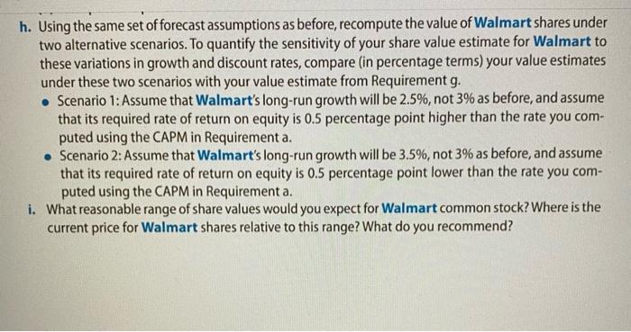 Dividends-Based Valuation of Walmart's Common Equity | Chegg.com