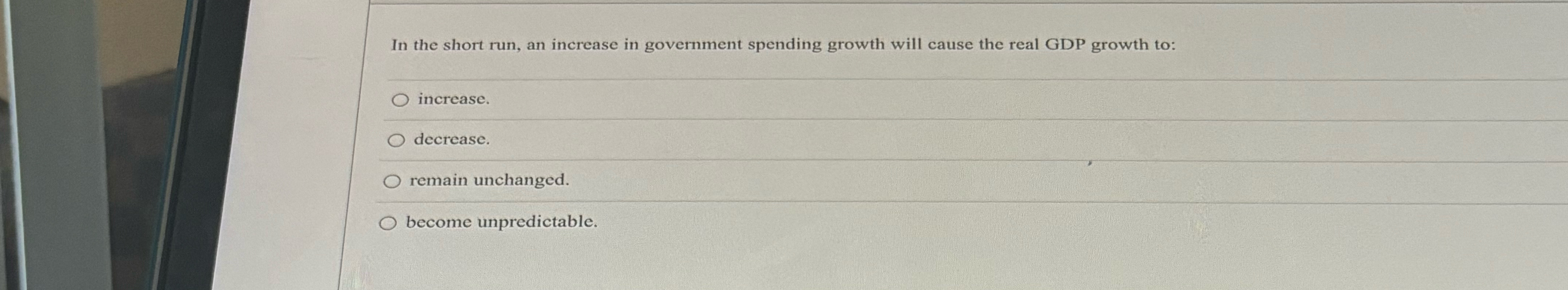 Solved In the short run, an increase in government spending | Chegg.com
