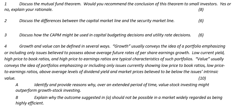 Solved 1 ﻿Discuss the mutual fund theorem. Would you | Chegg.com