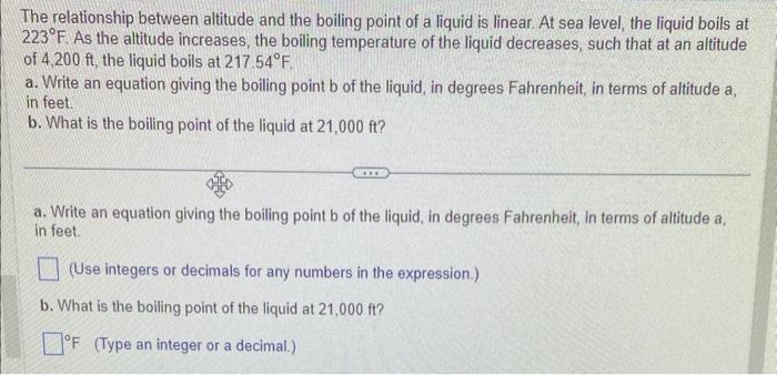 Solved The relationship between altitude and the boiling | Chegg.com
