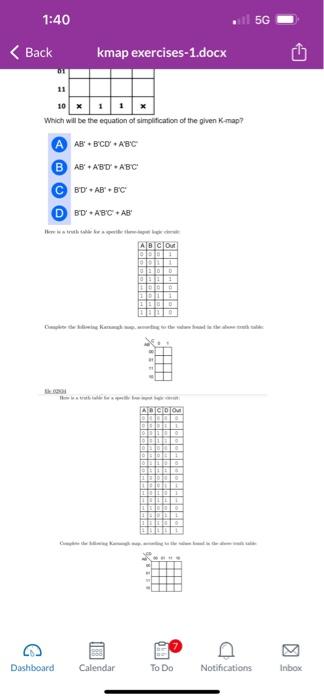 Solved The Boolean function with the Karnaugh mag | Chegg.com