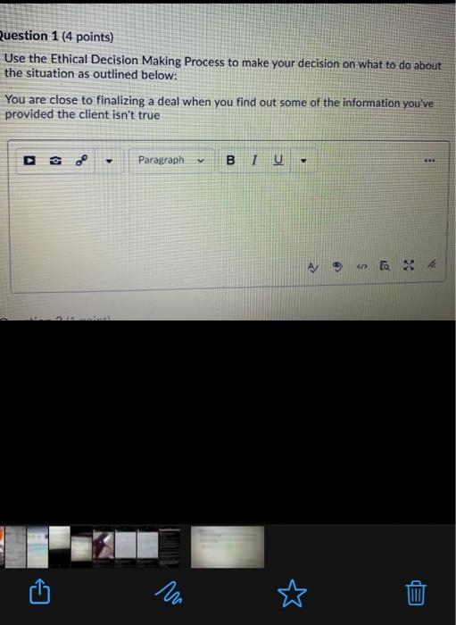 Solved Question 1 (4 points) Use the Ethical Decision Making | Chegg.com