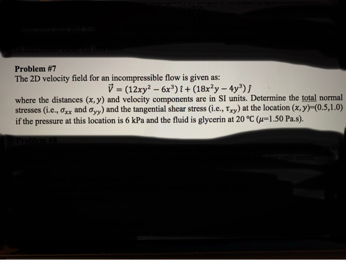 Solved Problem #7 The 2D velocity field for an | Chegg.com