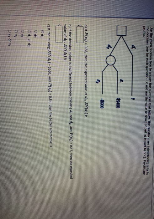 Solved Use the given decision tree to answer the questions | Chegg.com