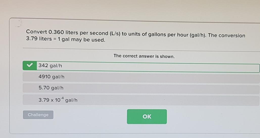 Litres per outlet gallons