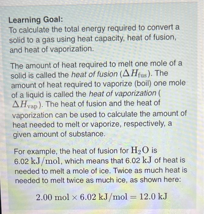 Solved Learning Goal: To calculate the total energy required | Chegg.com