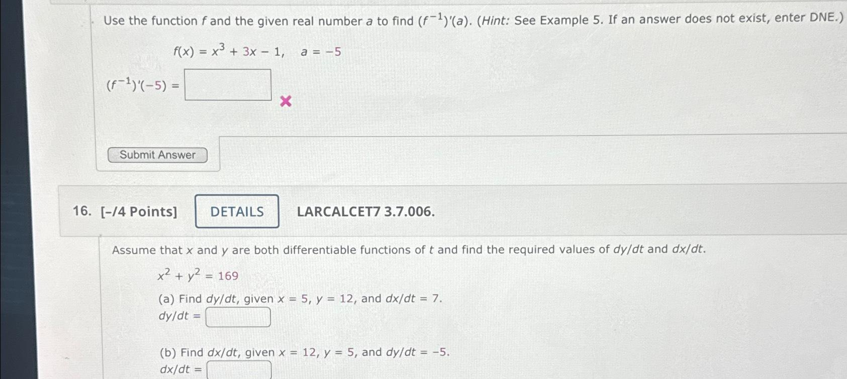 Solved Use the function f ﻿and the given real number a to | Chegg.com